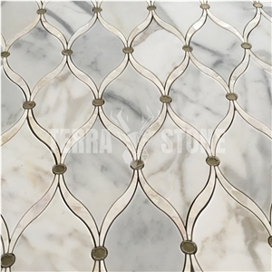 Calacatta Gold Marble Mix Mother Of Pearl Stone Water Jet