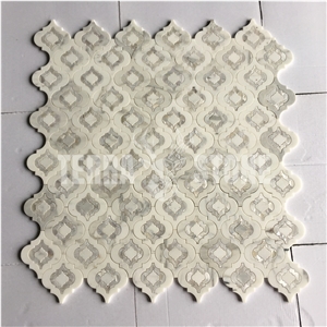 Calacatta Marble Mix Mother Of Pearl Waterjet Mosaic