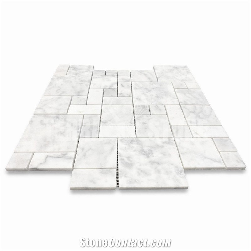 Carrara Marble Mini Versailles French Paragon Mosaic Tile