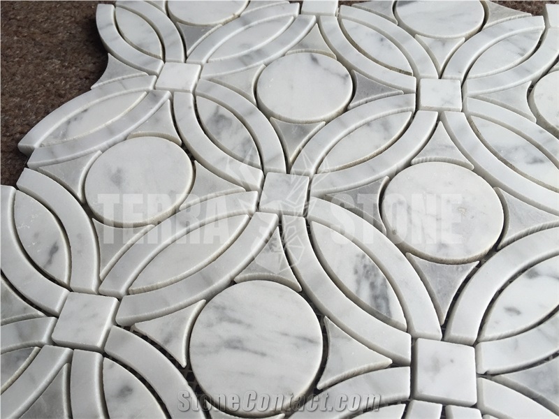 Carrara Marble Mosaic Picture Tiles And Waterjet Mosaic