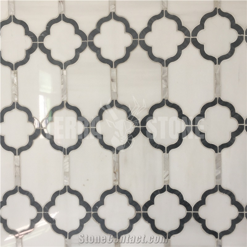 Carrara Waterjet Grey Irregular Art Marble Tile Mosaic