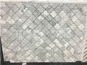 Carrara White Cloud Design Marble Mosaic Waterjet Wall Tile