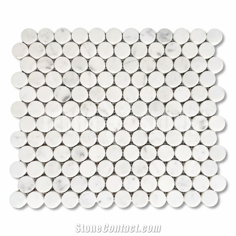 Carrara White Marble 1 Inch Penny Round Mosaic Tile