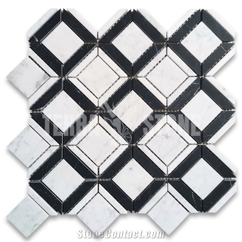Carrara White Marble 2 Inch Square Geometry Mosaic Tile