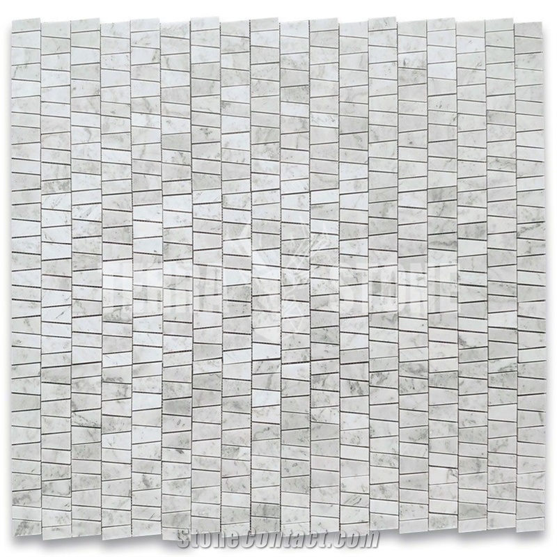 Carrara White Marble 2 Inch Trapezoid Mosaic Tile Honed