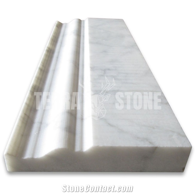 Carrara White Marble 4X12 Baseboard Crown Molding