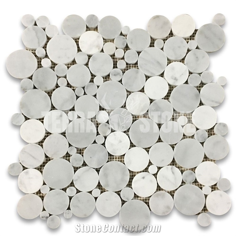 Carrara White Marble Bubble Round Paramount Mosaic Tile