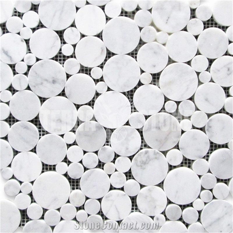 Carrara White Marble Bubble Round Paramount Mosaic Tile