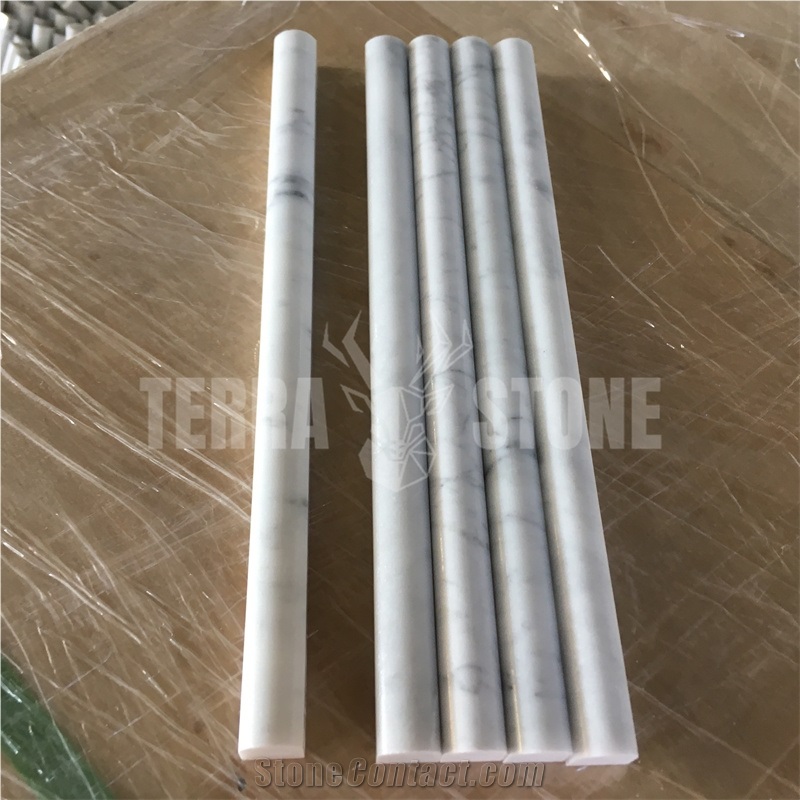 Carrara White Marble Liner Mouldings Pencil Bullnose