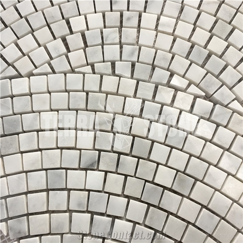 Carrara White Marble Mosaic Fish Scale Design Bathroom Tile