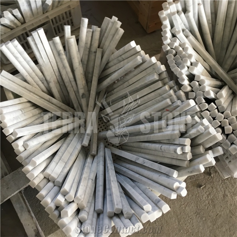 Carrara White Marble Pencil Liner Trim Wall Molding