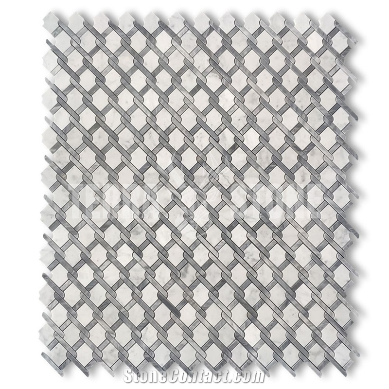 Carraramarble Princess Weave Rope Mosaic Tile Bardiglio Gray