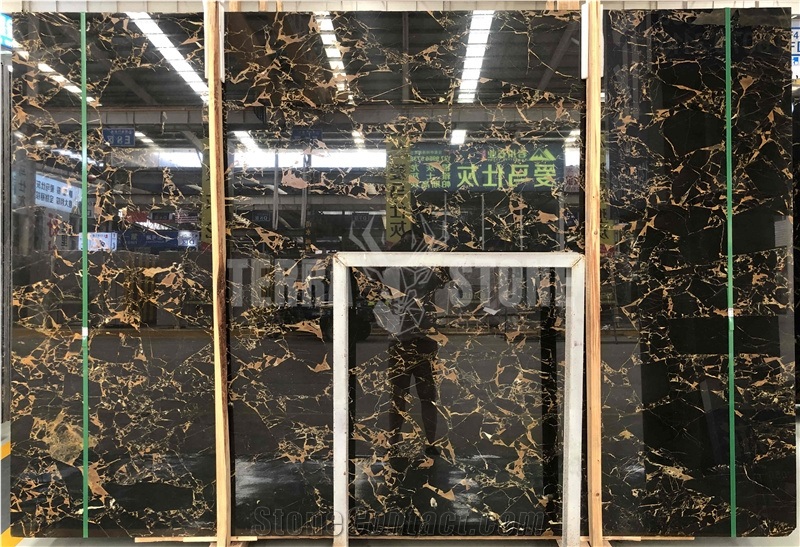 Chinese Nero Portoro Gold Marble For Hotel Floor Design