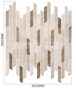 Crema Marfil And Emperador Light Marble Mosaic Tile Strips