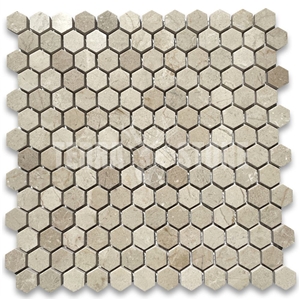 Crema Marfil Marble 1 Inch Hexagon Mosaic Tile Polished