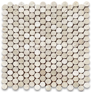 Crema Marfil Marble 3/4 Inch Penny Round Mosaic Tile