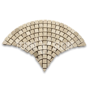 Crema Marfil Marble Fan Pattern Mini Mosaic Tile