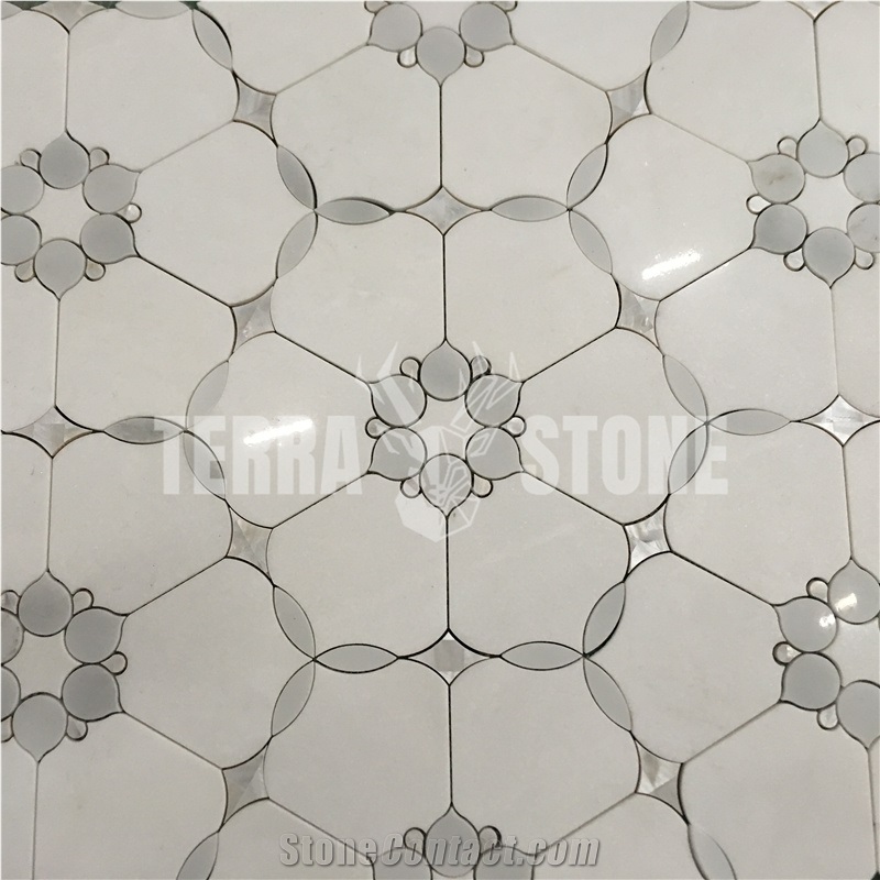 Custom Natural Stone Backsplash Mosaic Waterjet Tile