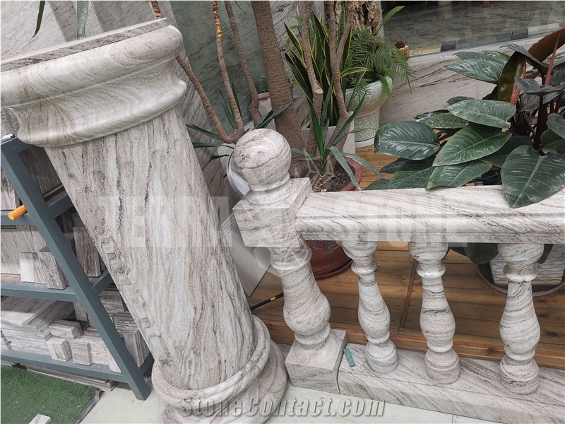 Customized Natural Marble Brown Sands Stone Balustrades, Railings