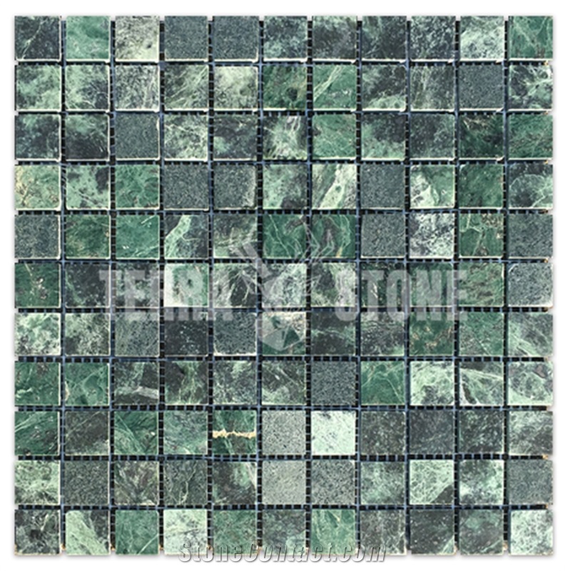 Dark Green Marble 1"X1" Square Bathroom Mosaic Tile