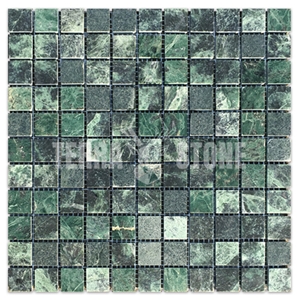 Dark Green Marble 1"X1" Square Bathroom Mosaic Tile