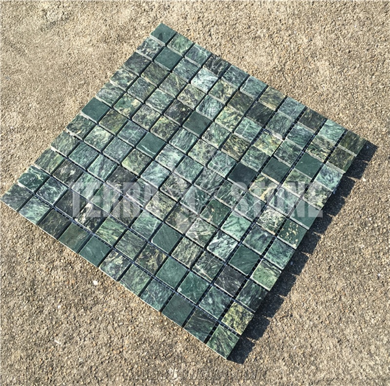Dark Green Marble 1"X1" Square Bathroom Mosaic Tile