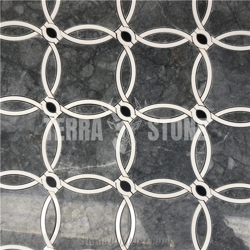 Factory Supply Home Decoration Grey Marble Waterjet Mosaic