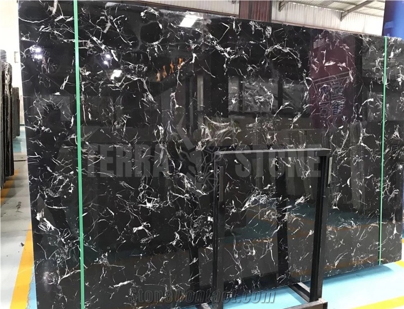 Floor And Wall Tiles Polished Black Ice Flower Marble