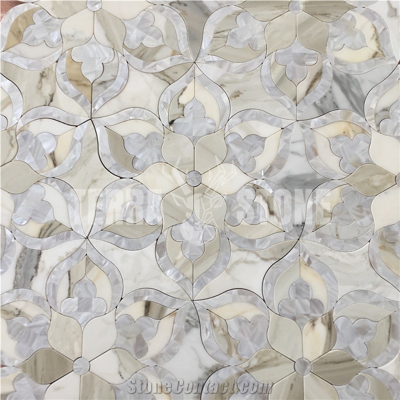 Flower Design Round Shape Waterjet Mosaic Pattern