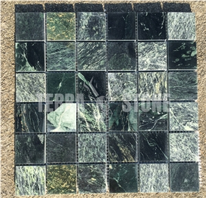 Green Flower Marble Square 2"X2": Mosaic Pattern Stone Tile