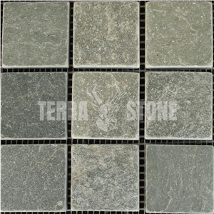 Green Marble Mosaic Tile Slate Culture Stone Mosaic Tumbled