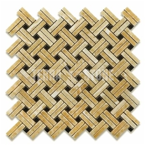 Honey Onyx Mosaic Double Basketweave Kitchen Tile