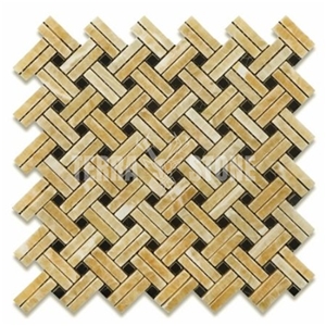 Honey Onyx Mosaic Double Basketweave Kitchen Tile