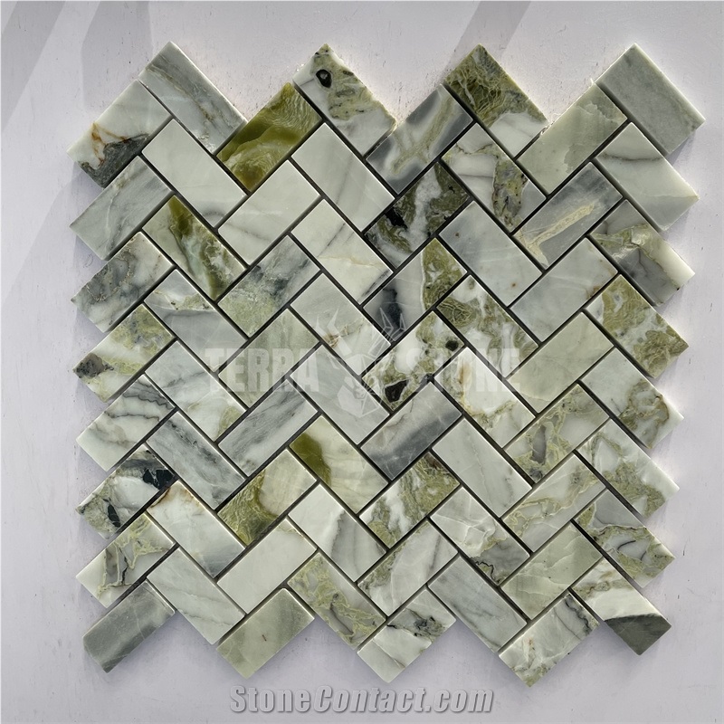 Ice Green Jade Hexagon Marble Mosaic For Kitchen Backsplash
