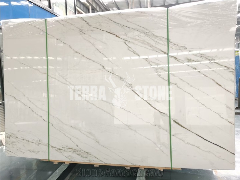 Italian White Carrara Statuario Polished Marble Slabs
