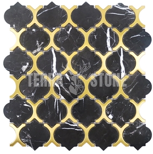 Lantern Mosaic Waterjet Arabesque Marble Tile For Kitchen