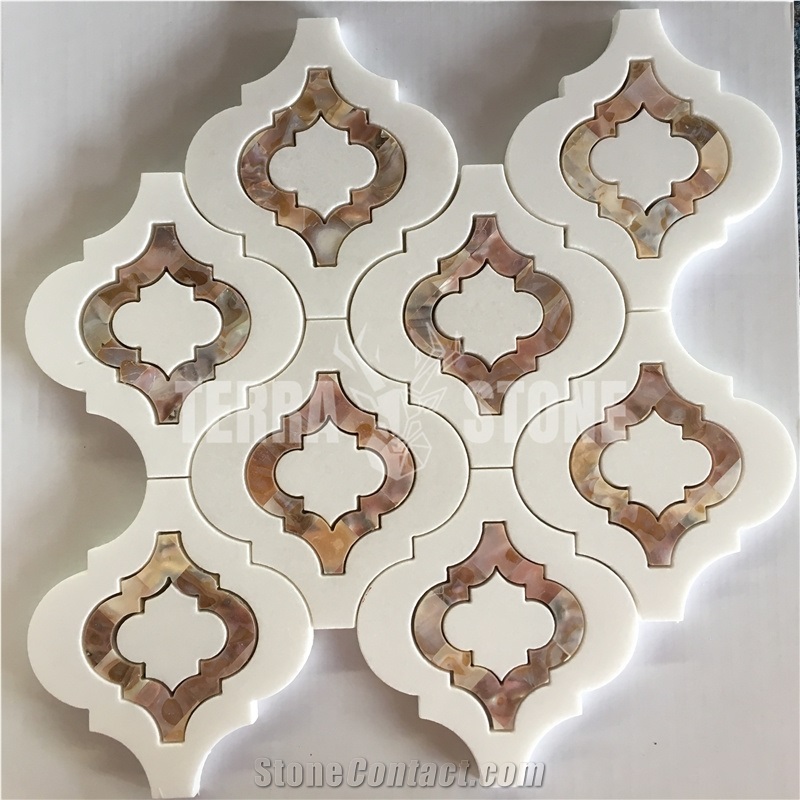 Lantern Waterjet Mosaic Marble With Mother Pearl Shell Tile