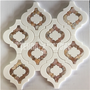 Lantern Waterjet Mosaic Marble With Mother Pearl Shell Tile