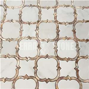 Lantern White Marble Mix Mother Of Pearl Waterjet Mosaic