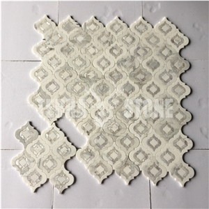 Lantern White Waterjet Marble Mosaic Mother Of Pearl Tile