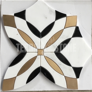 Mosaic Most Popular Brass Mixed Water Jet Marble Designs