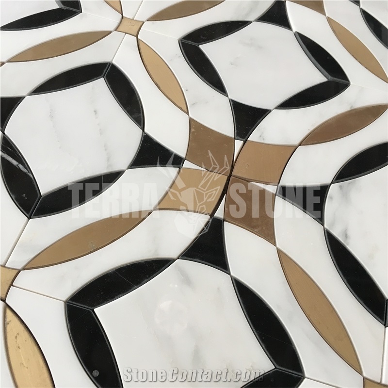 Mosaic Most Popular Brass Mixed Water Jet Marble Designs