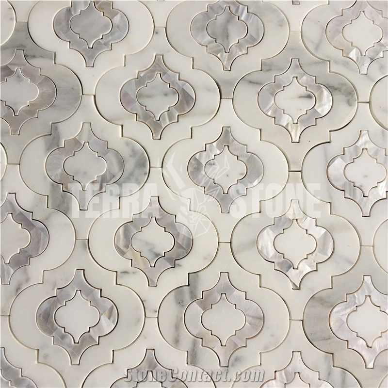 Mosaic Tile Mix Shell Marble Lantern Design For Backsplash