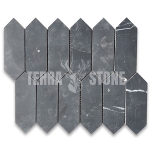 Nero Marquina Black Marble Elongated Hexagon Mosaic Tile