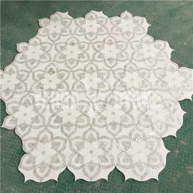 New Design Flower Marble Waterjet Mosaic For Wall