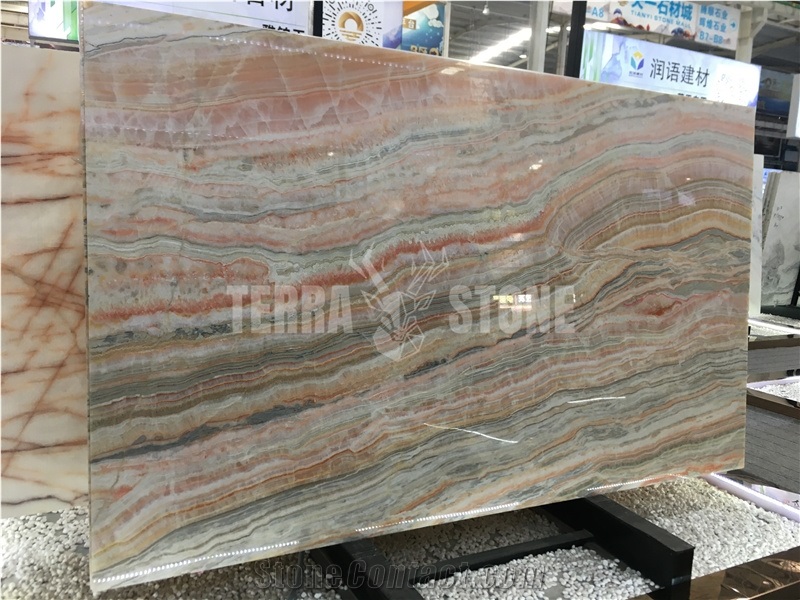 Pink Rainbow Onyx Slabs With Factory Price
