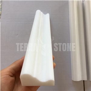 Pure White Marble Crown Molding Border Decos Skirting