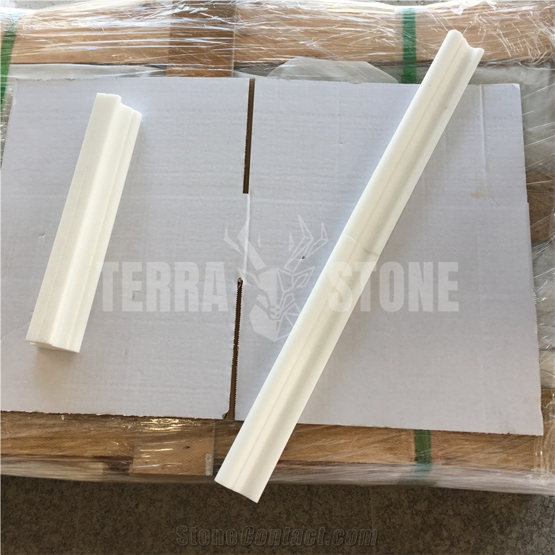 Pure White Marble Crown Molding Border Decos Skirting