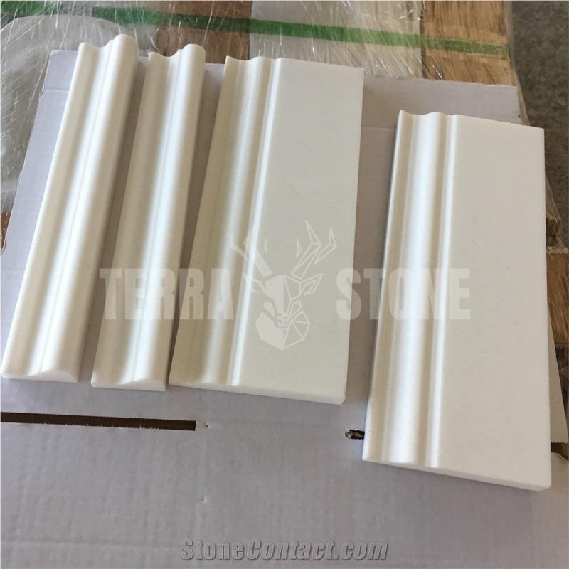 Thassos Crystal White Marble Baseboard Crown Molding