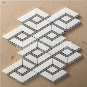 Tile Modern Rhombus Waterjet Marble Mosaic Home Decoration